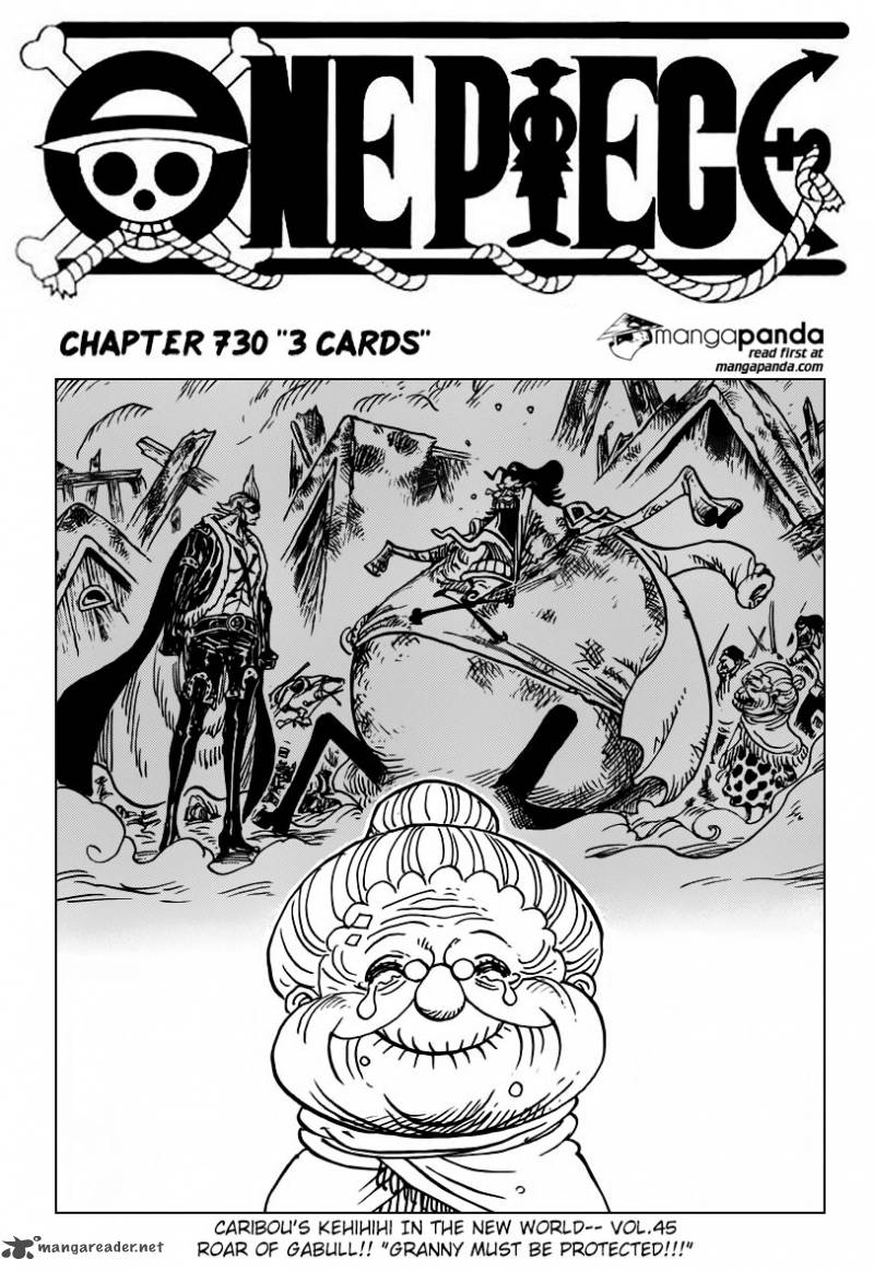 One Piece Manga Chapter 730 page 1 - 3 Cards