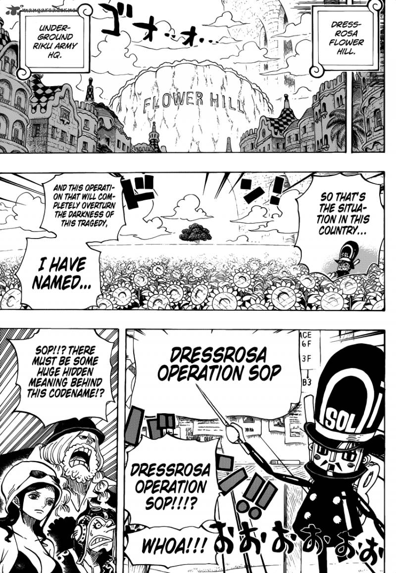 One Piece Manga Chapter 731 page 5 - Operation Dressrosa SOP