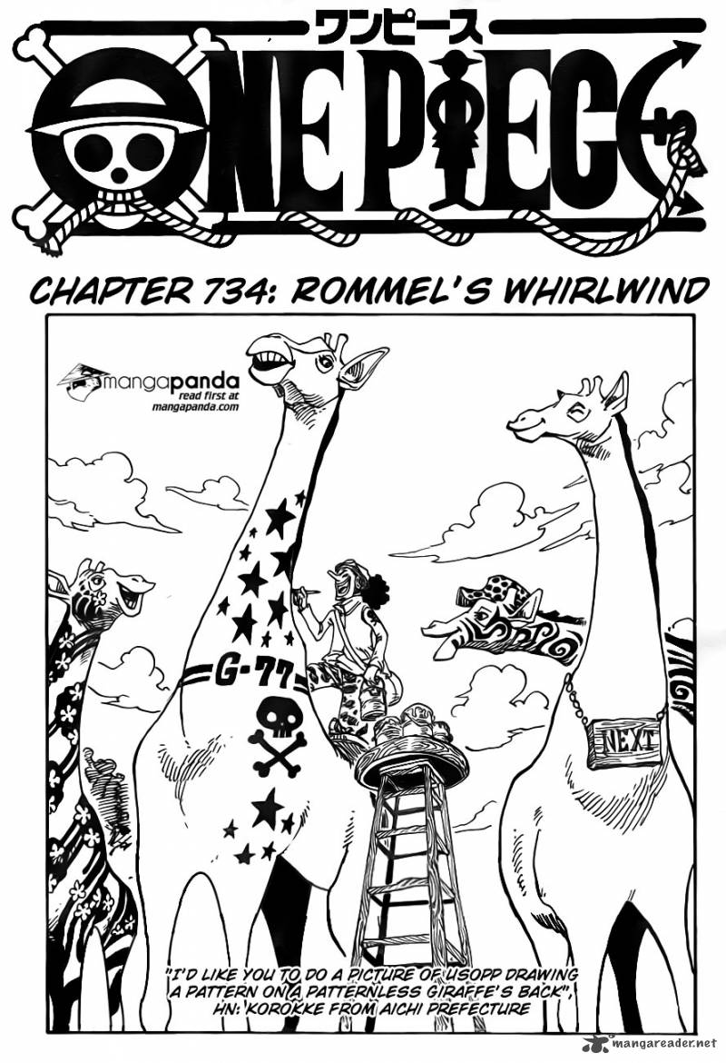 One Piece Manga Chapter 734 page 2 - The Kamaitachi of Rommel