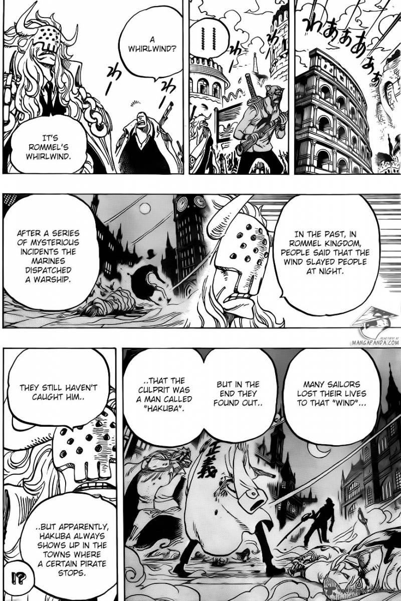 One Piece Manga Chapter 734 page 7 - The Kamaitachi of Rommel
