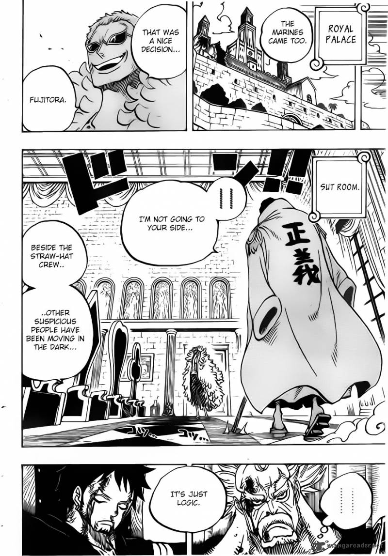 One Piece Manga Chapter 735 page 15 - Fujitora's Intention