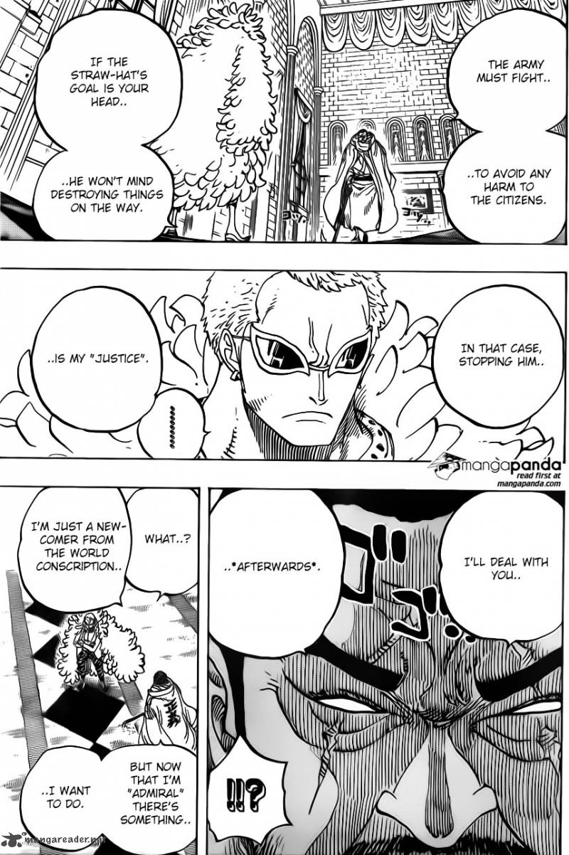 One Piece Manga Chapter 735 page 16 - Fujitora's Intention