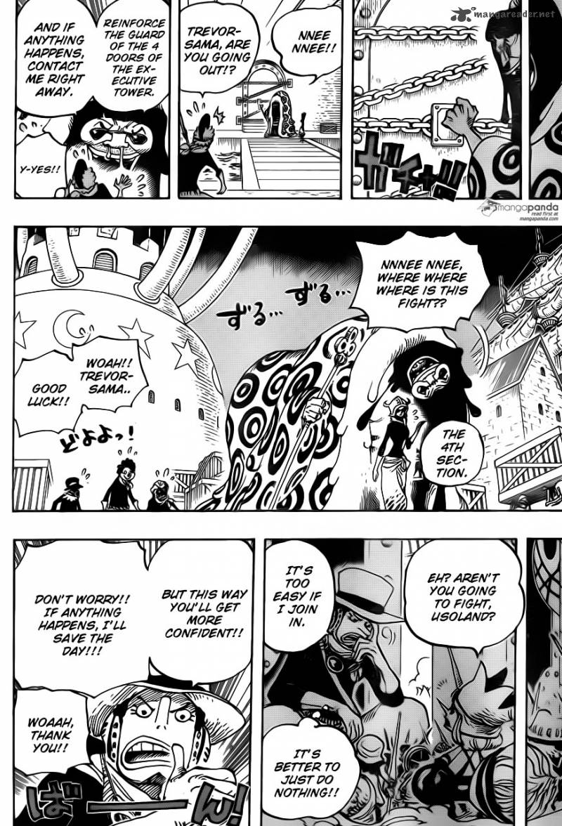 One Piece Manga Chapter 738 page 10 - Trebol Army, Special Officer Sugar