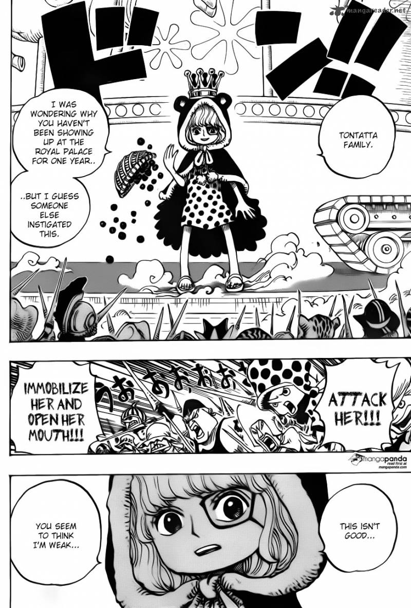 One Piece Manga Chapter 738 page 12 - Trebol Army, Special Officer Sugar