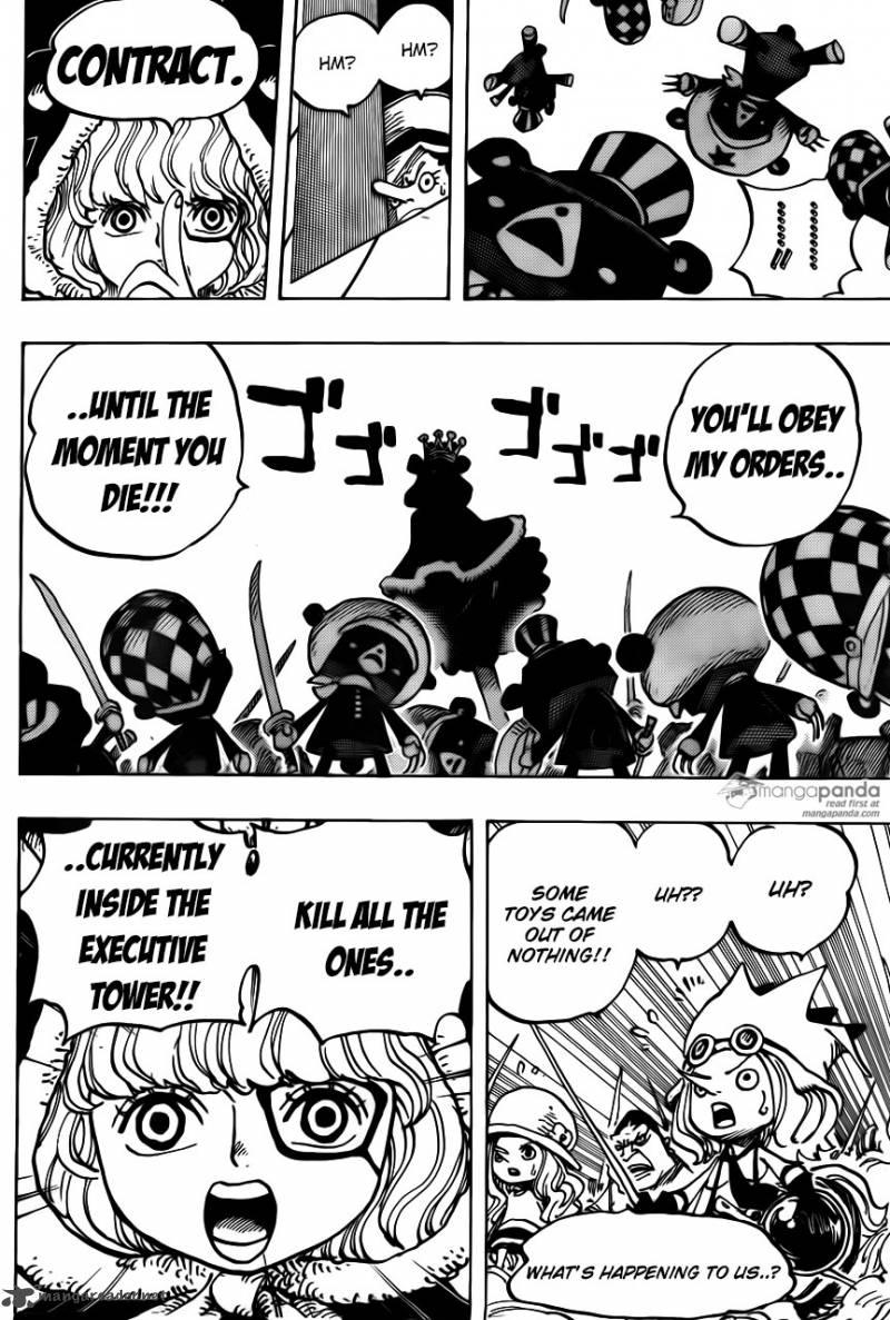 One Piece Manga Chapter 738 page 14 - Trebol Army, Special Officer Sugar
