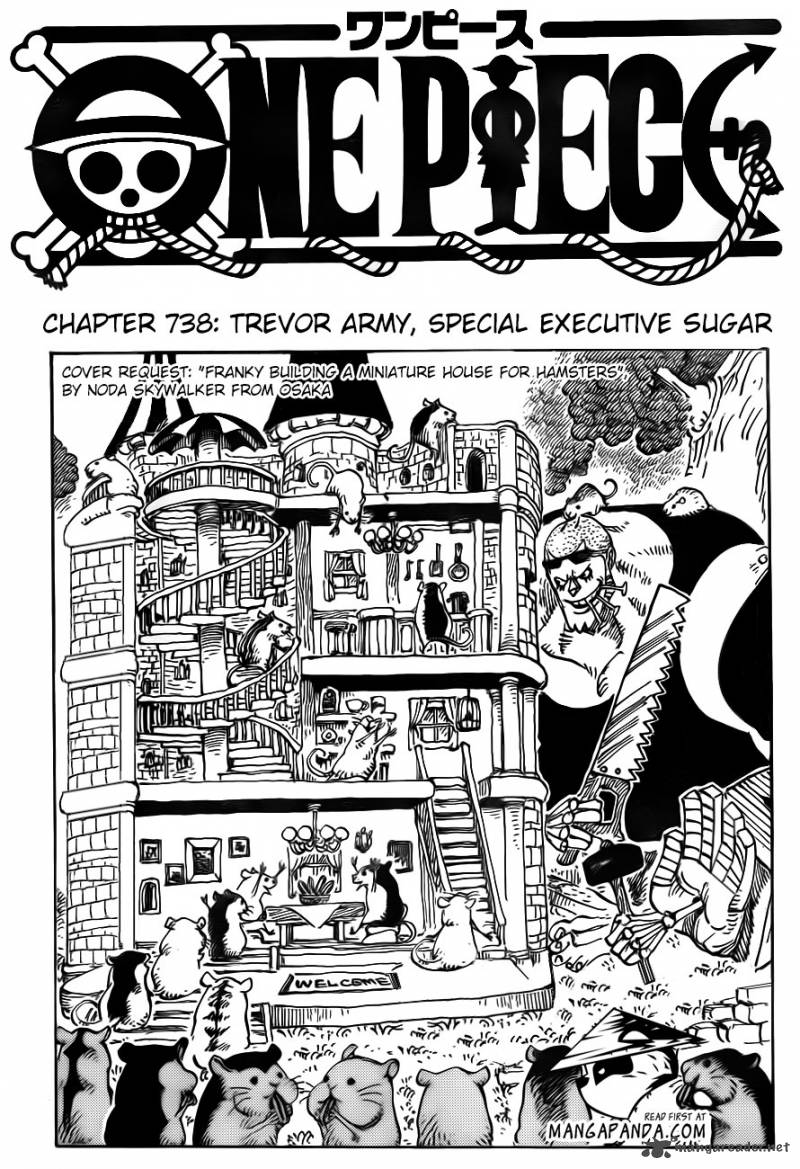 One Piece Manga Chapter 738 page 2 - Trebol Army, Special Officer Sugar