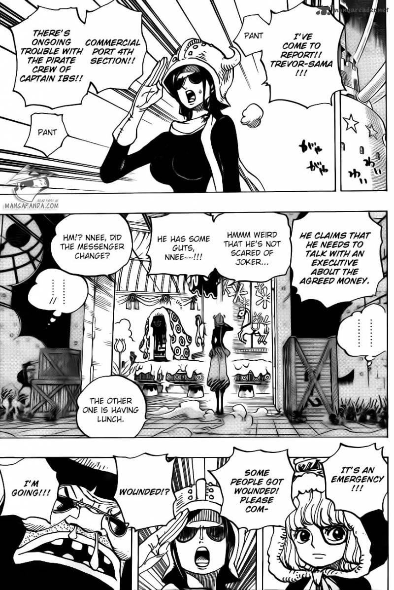 One Piece Manga Chapter 738 page 9 - Trebol Army, Special Officer Sugar