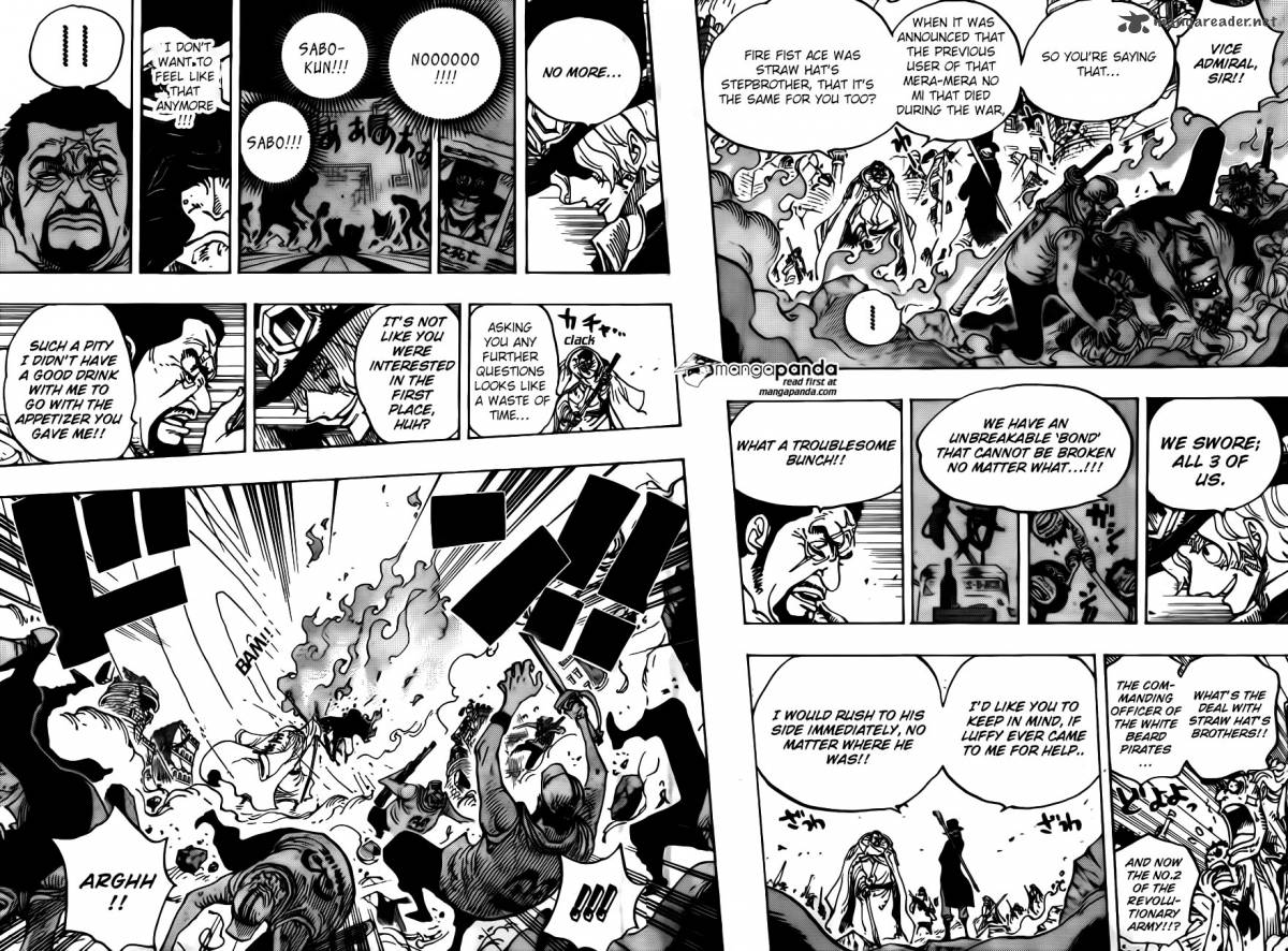 One Piece Manga Chapter 751 page 8 - Sabo vs. Admiral Fujitora