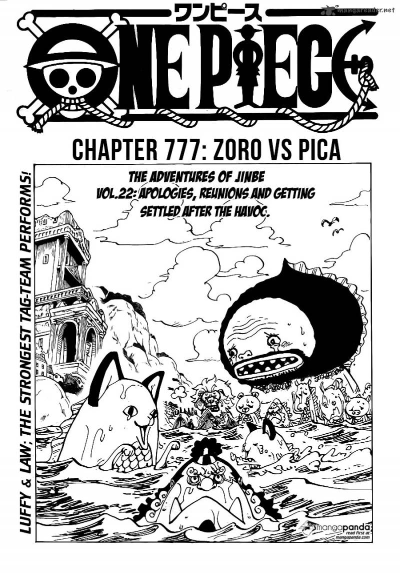 One Piece Manga Chapter 777 page 1 - Zoro vs. Pica