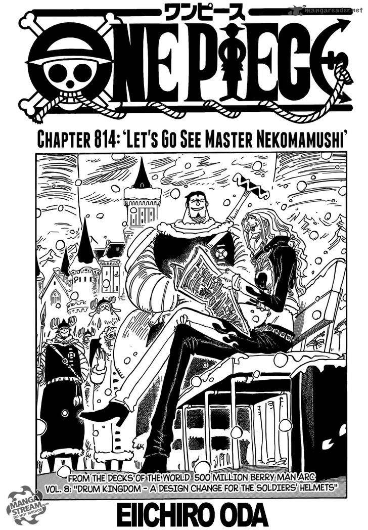 One Piece Manga Chapter 814 page 1 - Let's Go See Master Nekomamushi
