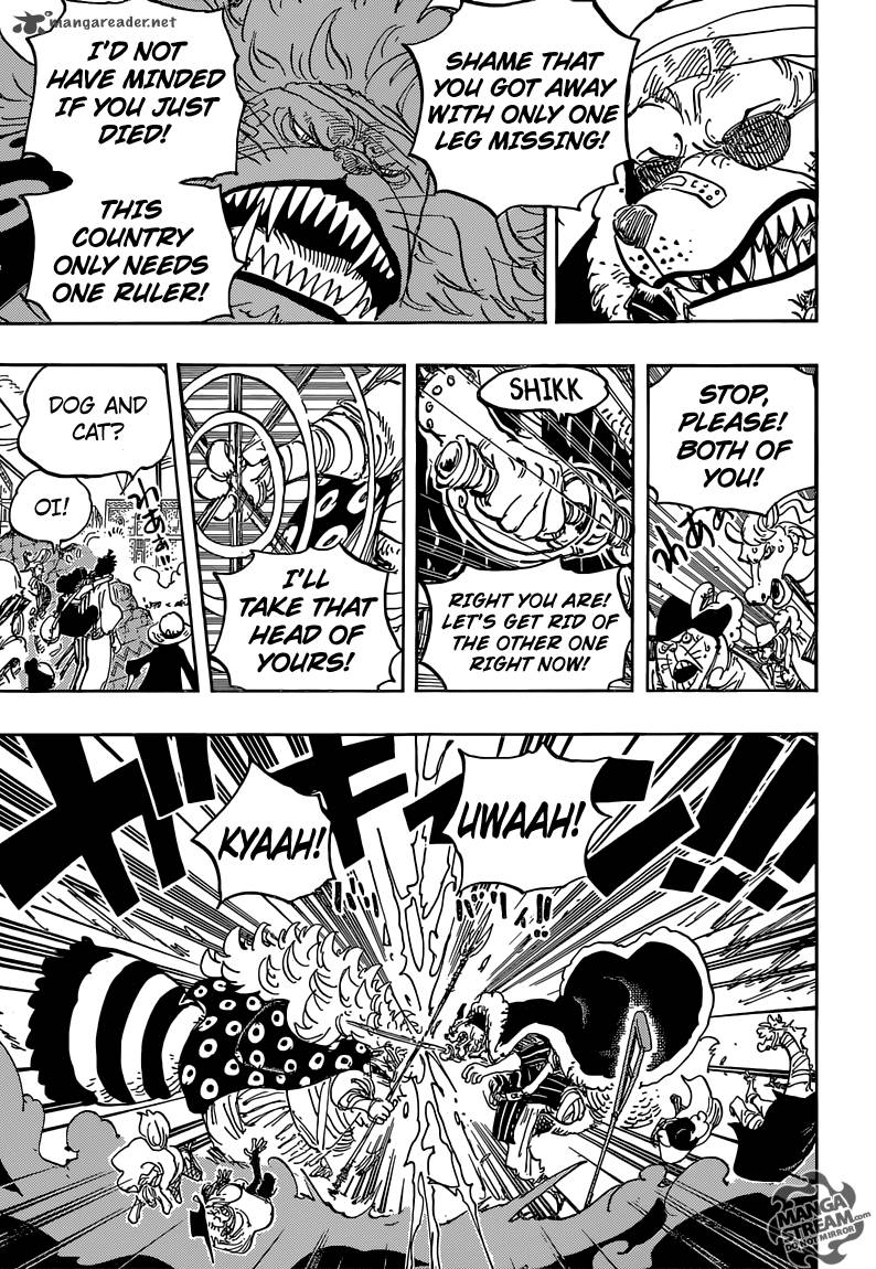 One Piece Manga Chapter 816 page 11 - Dog vs. Cat