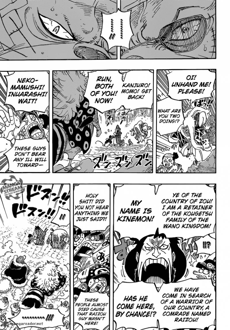 One Piece Manga Chapter 816 page 13 - Dog vs. Cat