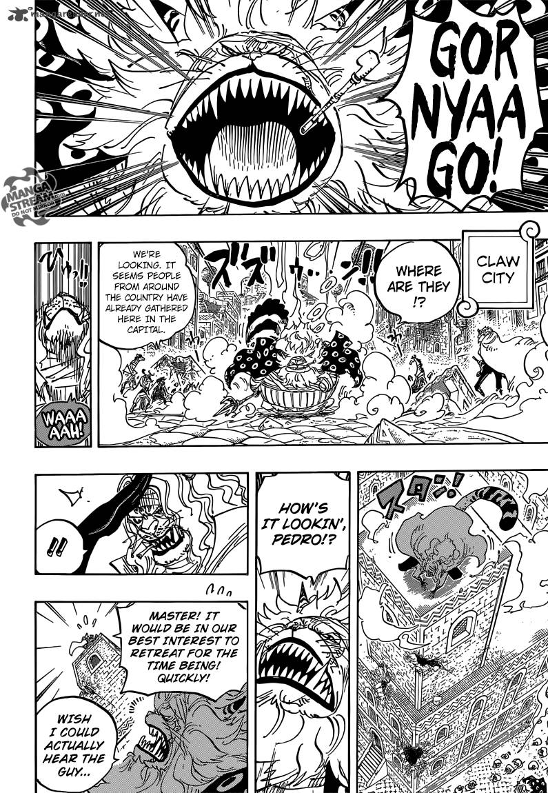One Piece Manga Chapter 816 page 6 - Dog vs. Cat