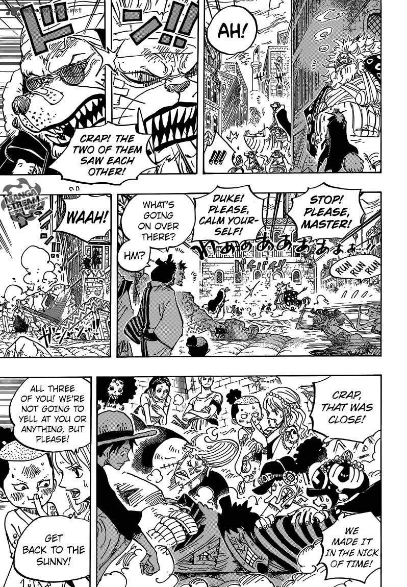 One Piece Manga Chapter 816 page 7 - Dog vs. Cat