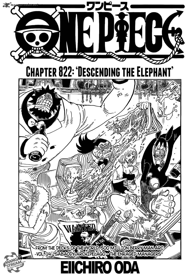 One Piece Manga Chapter 822 page 1 - Descending the Elephant
