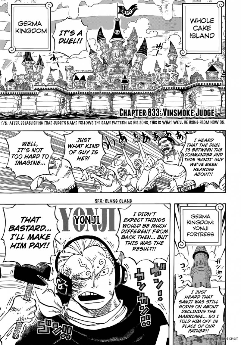 One Piece Manga Chapter 833 page 6 - Vinsmoke Judge