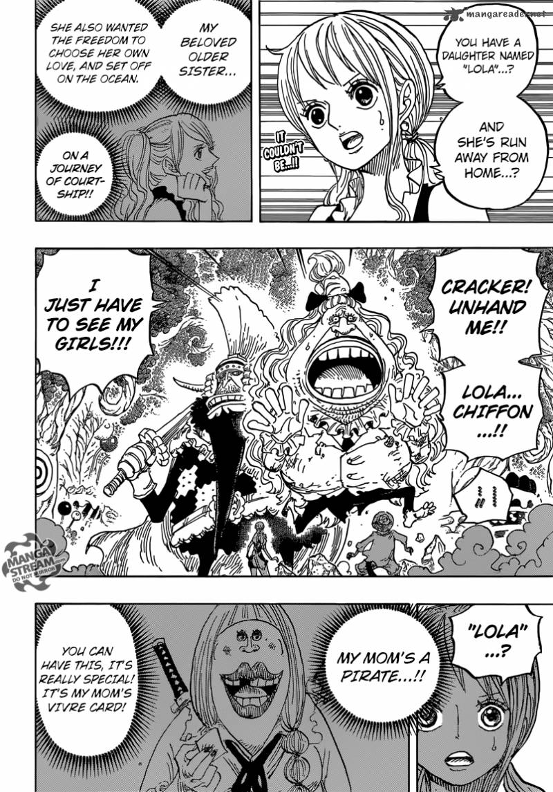 One Piece Manga Chapter 836 page 2 - The Vivre Card Lola Gave