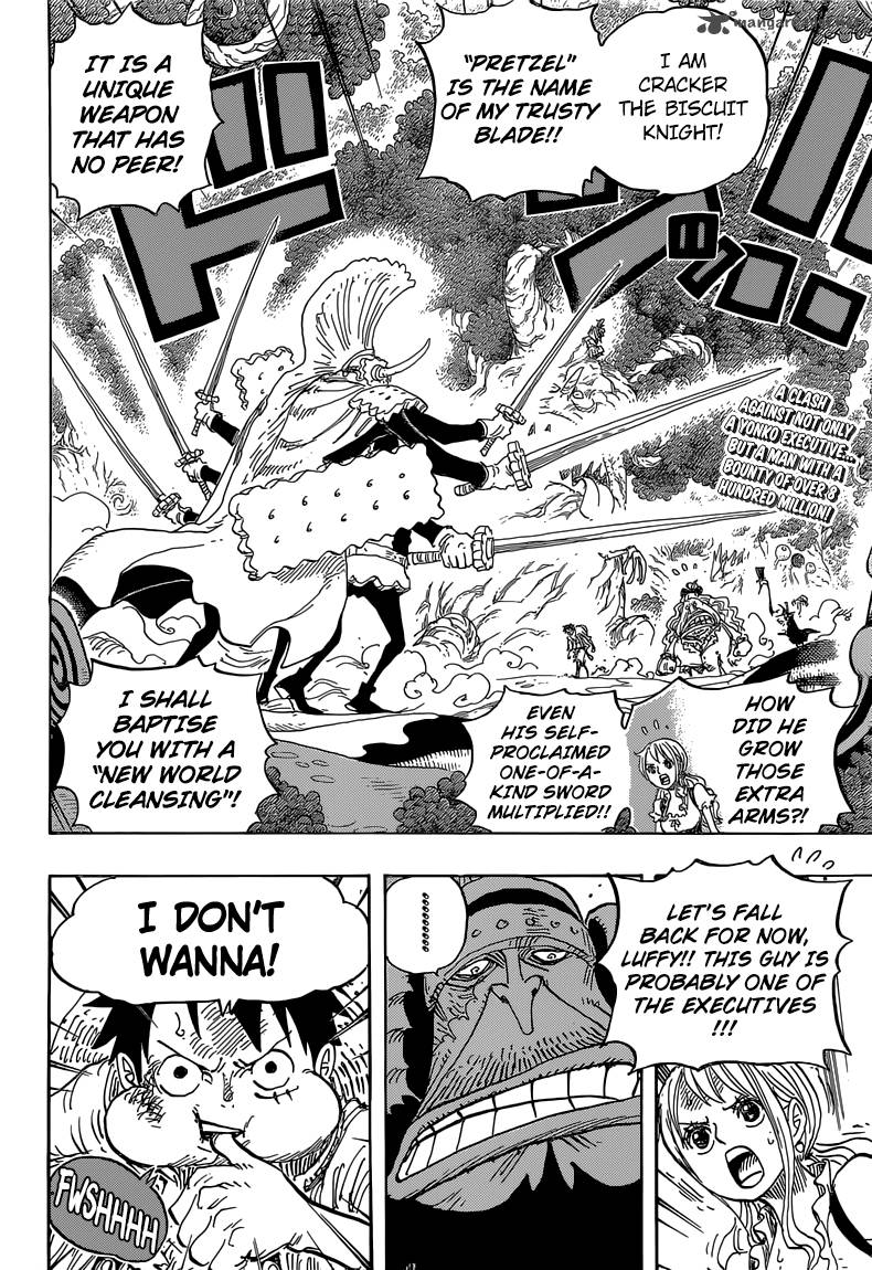 One Piece Manga Chapter 837 page 2 - Luffy vs. Commander Cracker