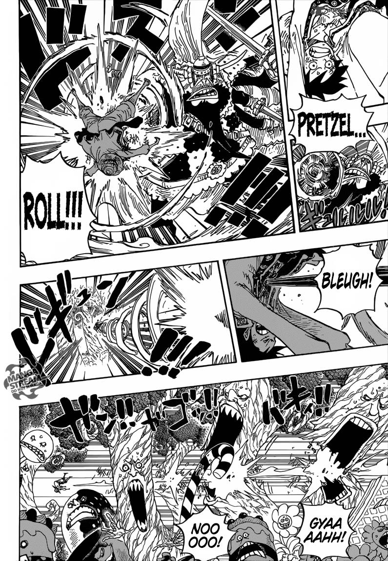 One Piece Manga Chapter 837 page 5 - Luffy vs. Commander Cracker