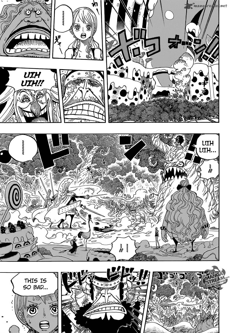 One Piece Manga Chapter 837 page 6 - Luffy vs. Commander Cracker