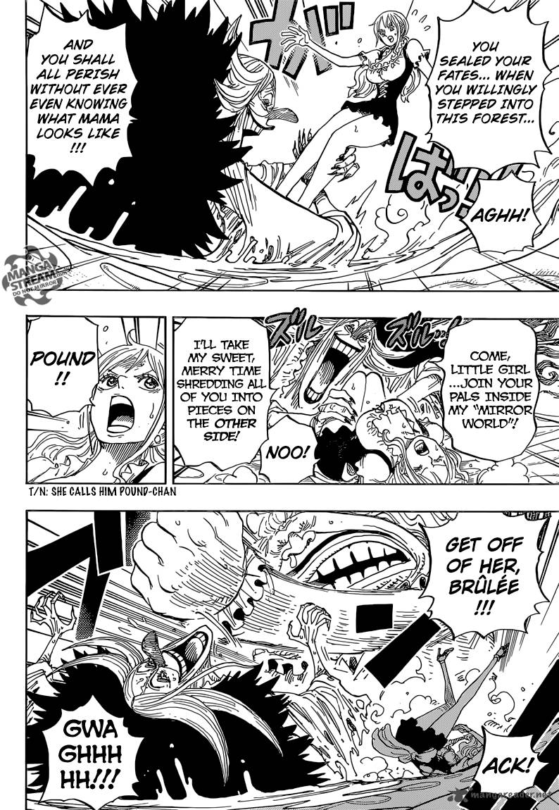 One Piece Manga Chapter 837 page 9 - Luffy vs. Commander Cracker