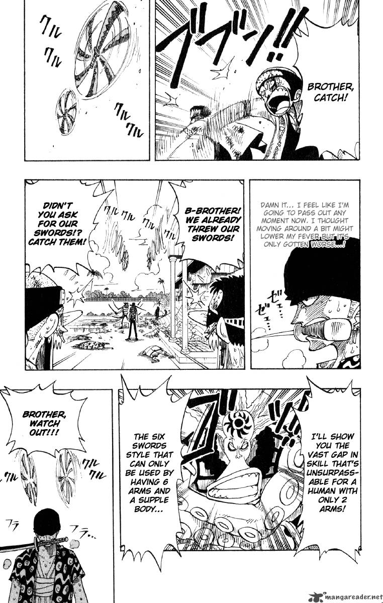 One Piece Manga Chapter 85 page 3 - Three Sword Style vs. Six Sword Style