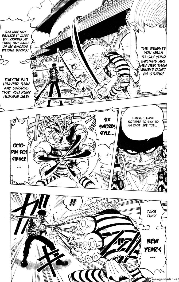 One Piece Manga Chapter 85 page 9 - Three Sword Style vs. Six Sword Style