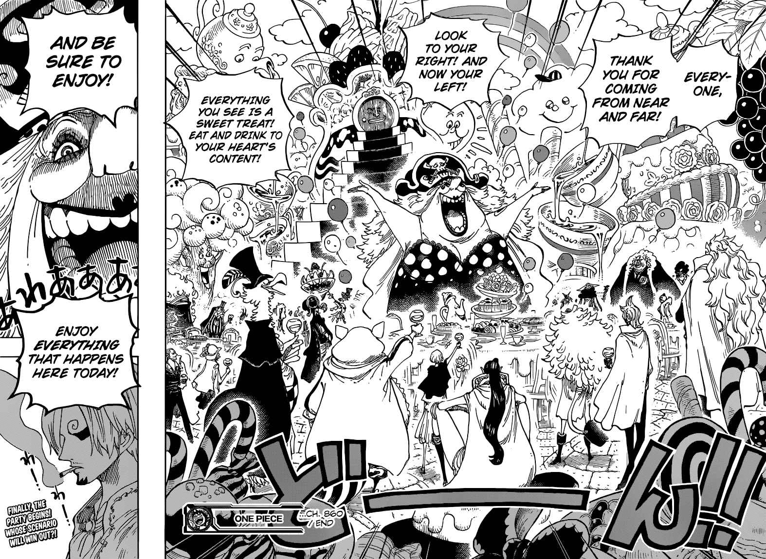 One Piece Manga Chapter 860 page 12 - 10:00 Opening of the Banquet
