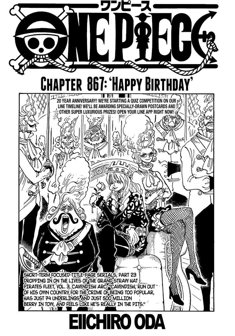 One Piece Manga Chapter 867 page 1 - Happy Birthday