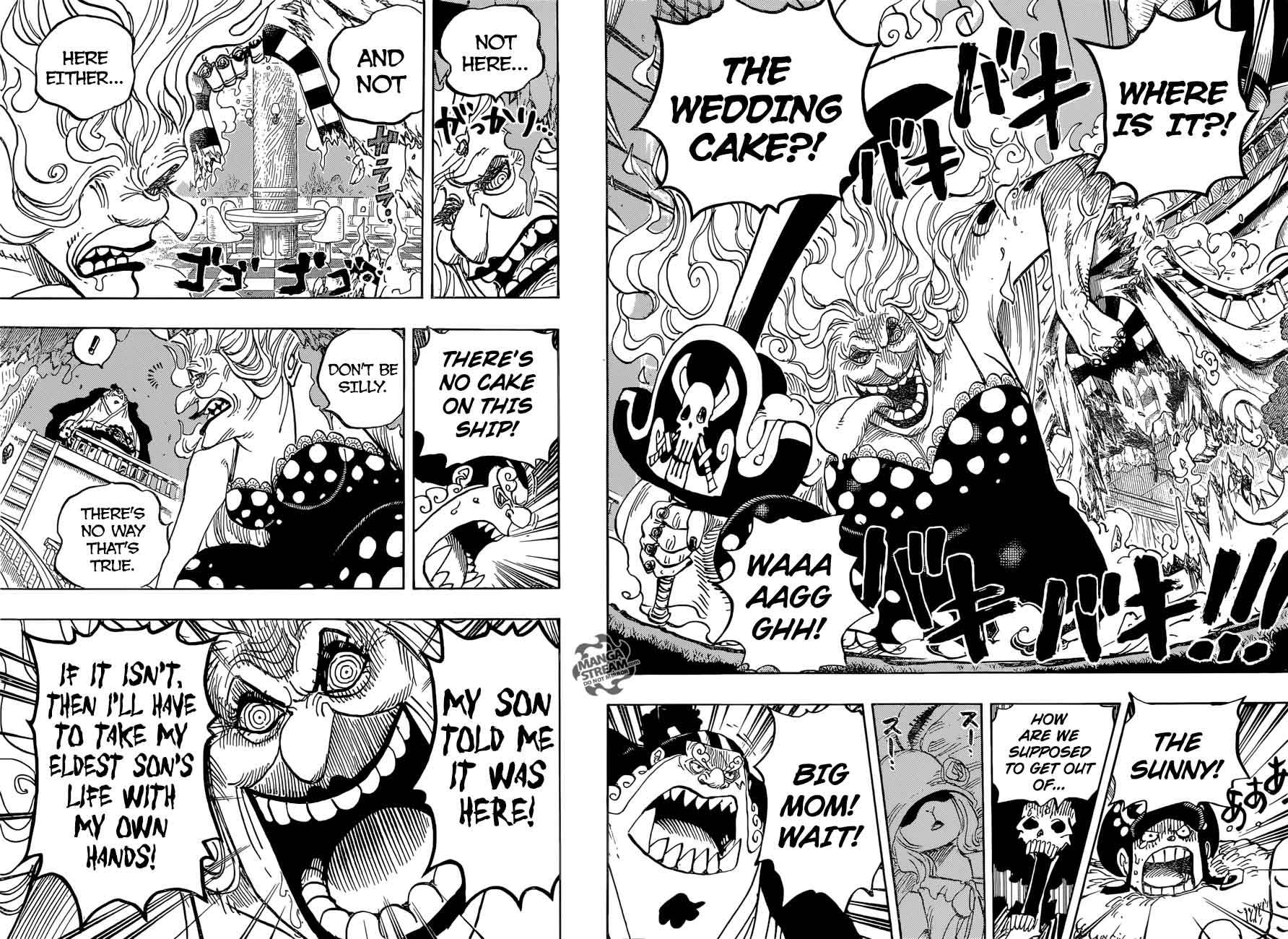 One Piece Manga Chapter 890 page 4 - Big Mom on the Ship
