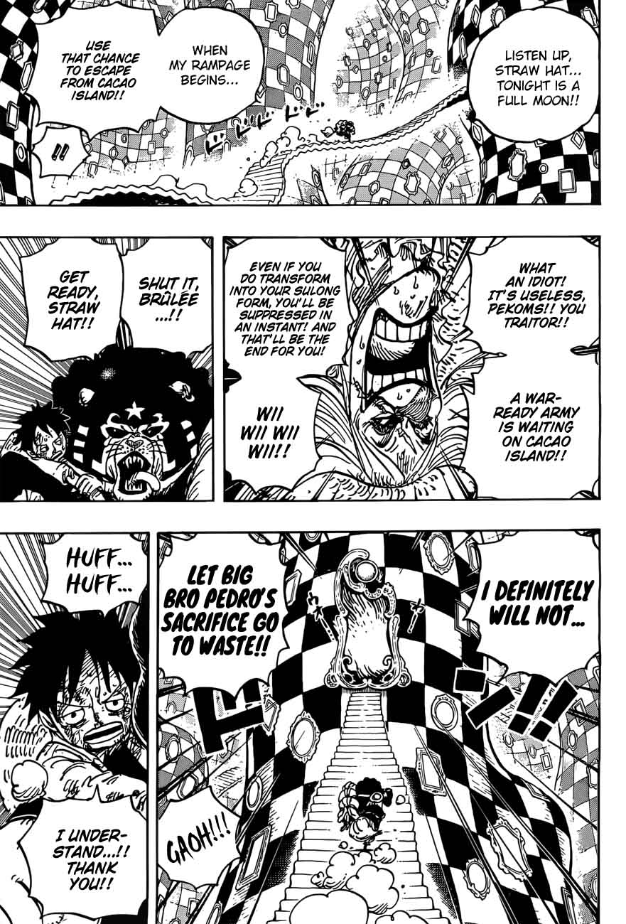 One Piece Manga Chapter 897 page 4 - Pekoms' Cacao Island Escape Plan