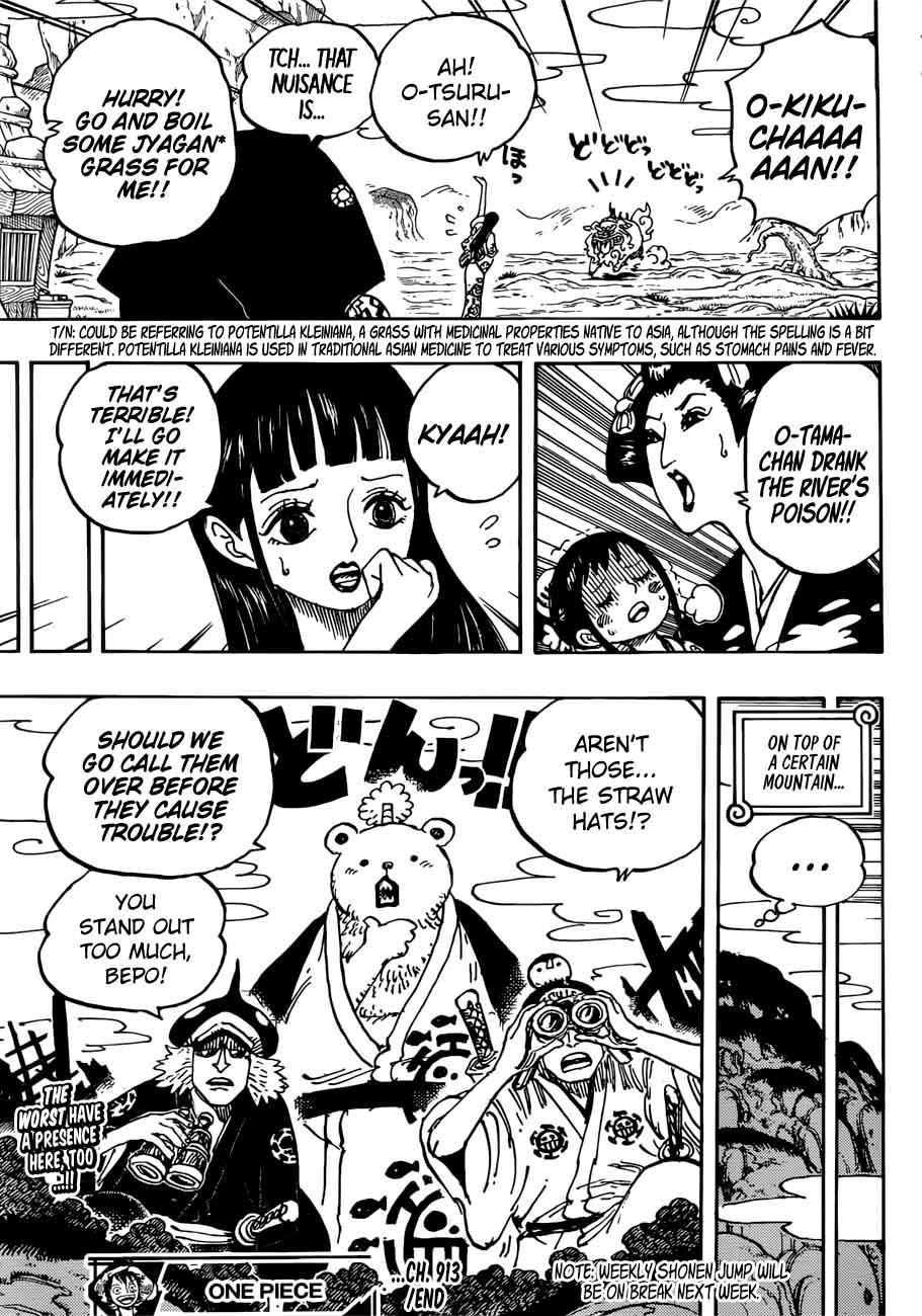 One Piece Manga Chapter 913 page 14 - Tsuru Returns the Favor