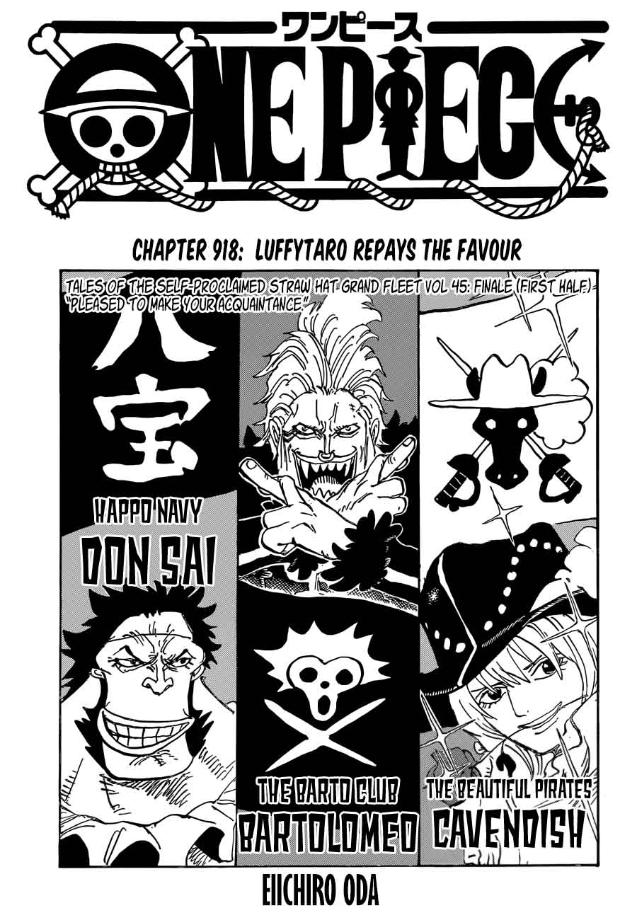 One Piece Manga Chapter 918 page 1 - Luffy-tarou Returns the Favor