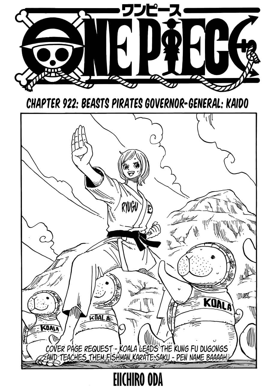 One Piece Manga Chapter 922 page 1 - Governor-General Kaidou of the Beasts Pirates