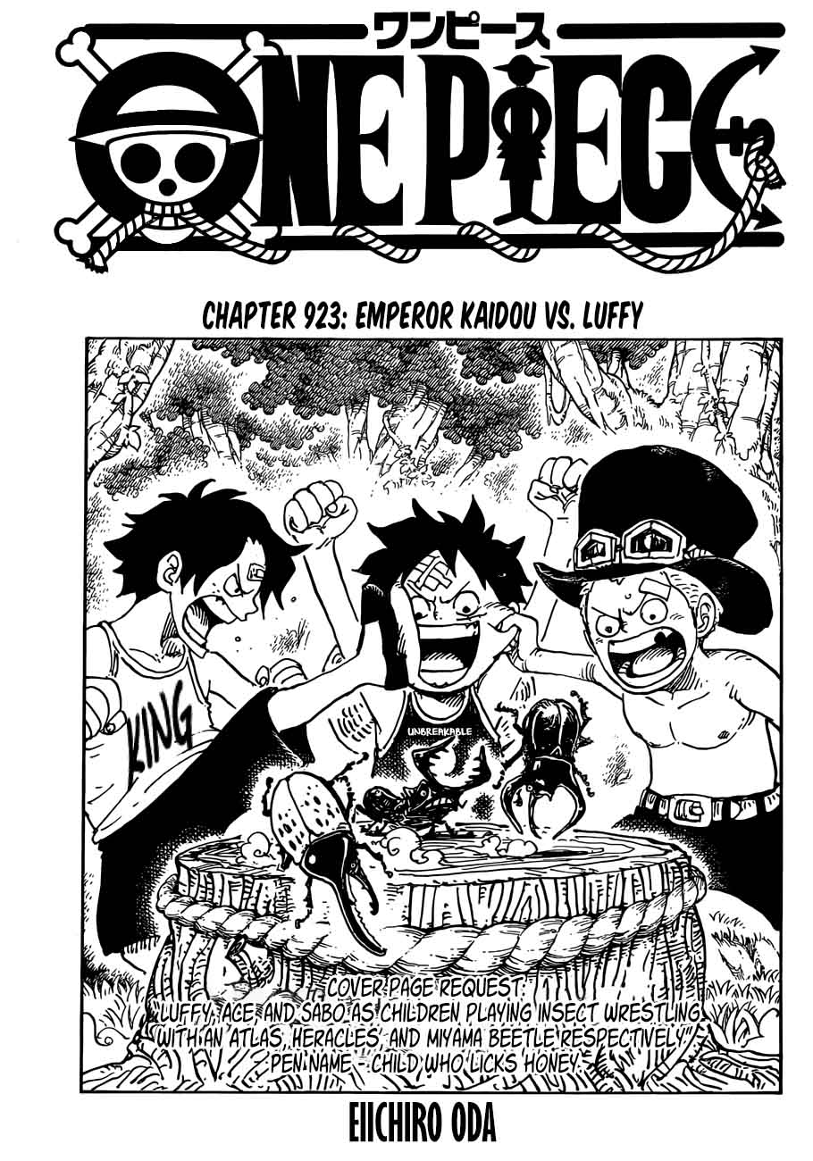 One Piece Manga Chapter 923 page 1 - Emperor of the Sea Kaidou vs. Luffy