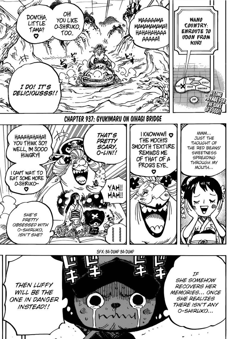 One Piece Manga Chapter 937 page 3 - Gyukimaru on Oihagi Bridge