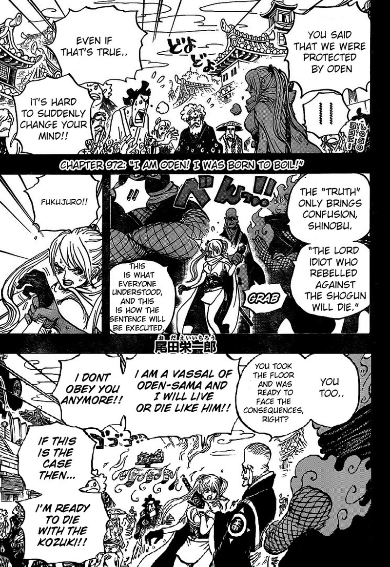 One Piece Manga Chapter 972 page 2 - Oden Wouldn't Be Oden If It Wasn't Boiled